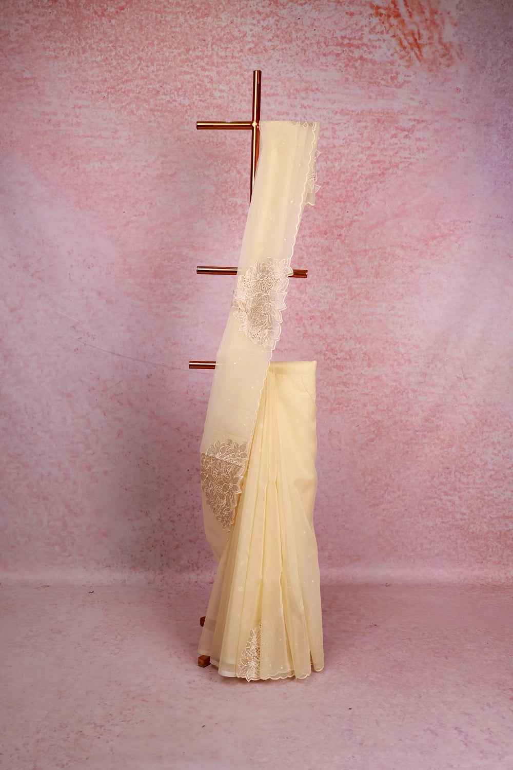 Pastel Yellow Organza Saree