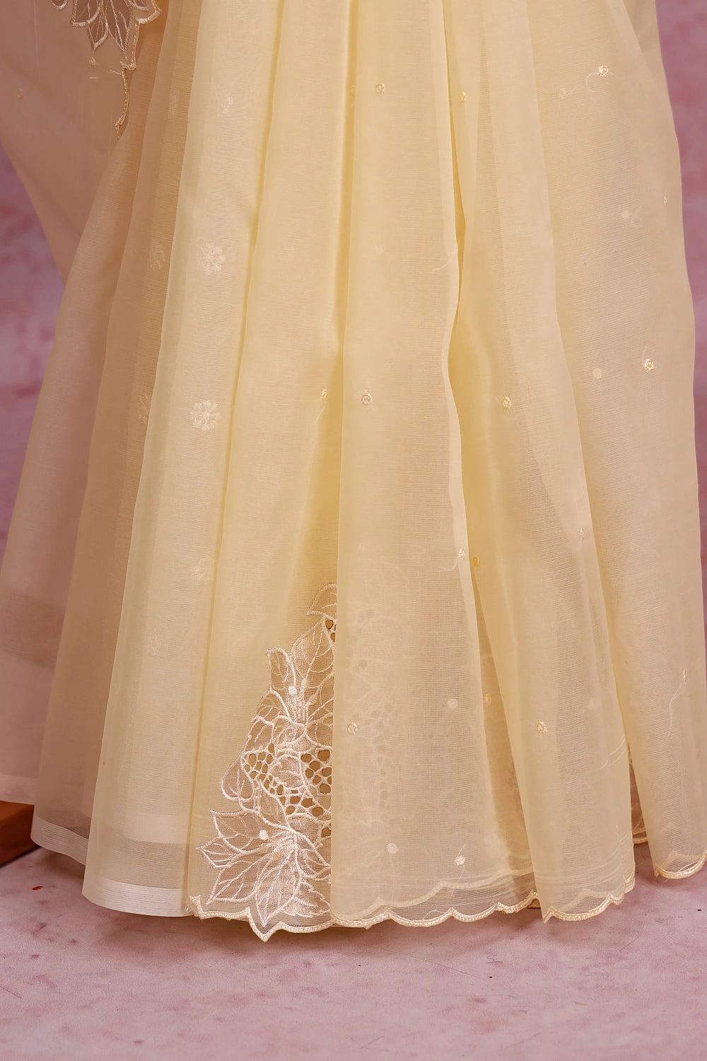 Pastel Yellow Organza Saree