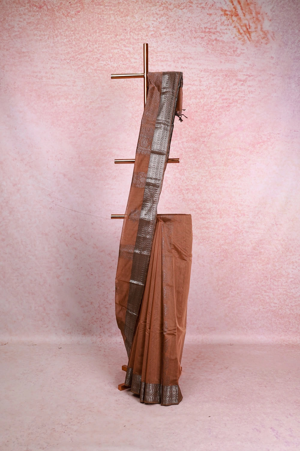 Light Brown Cotton Silk Saree