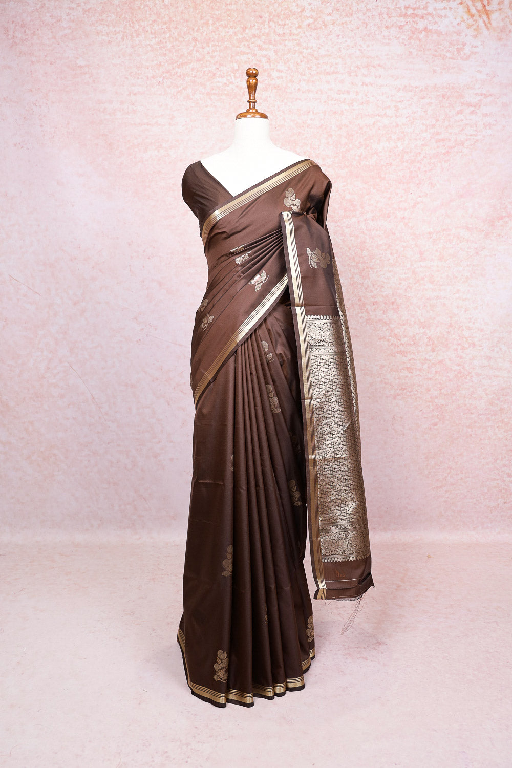 Coffee Brown Semi Silk Saree