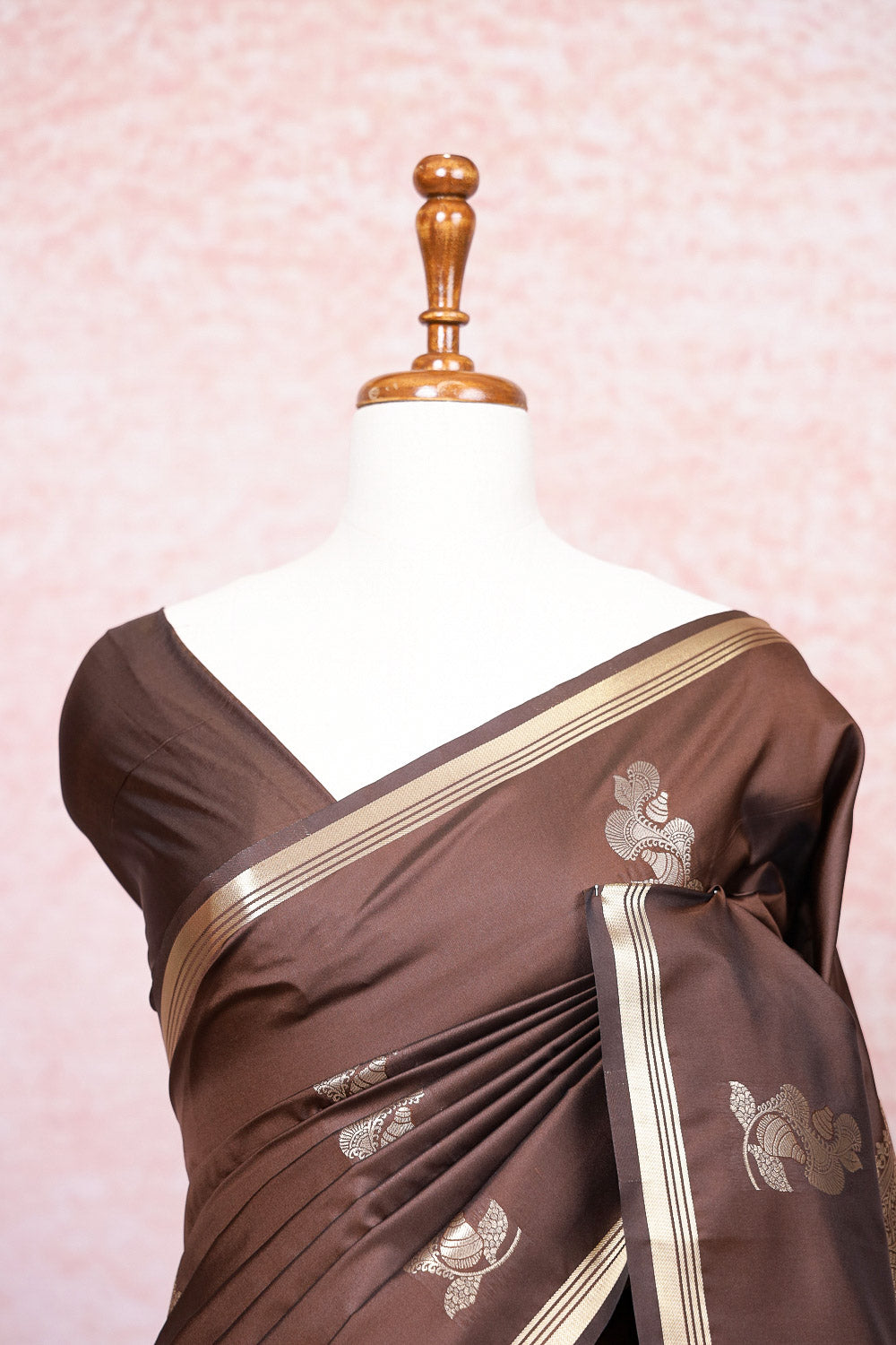 Coffee Brown Semi Silk Saree