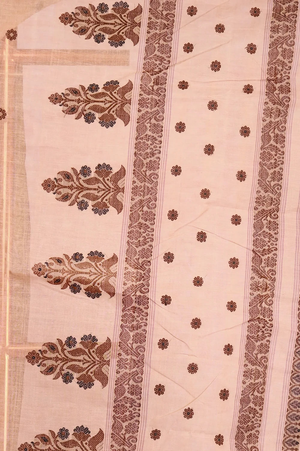 Dark Beige Cotton Saree