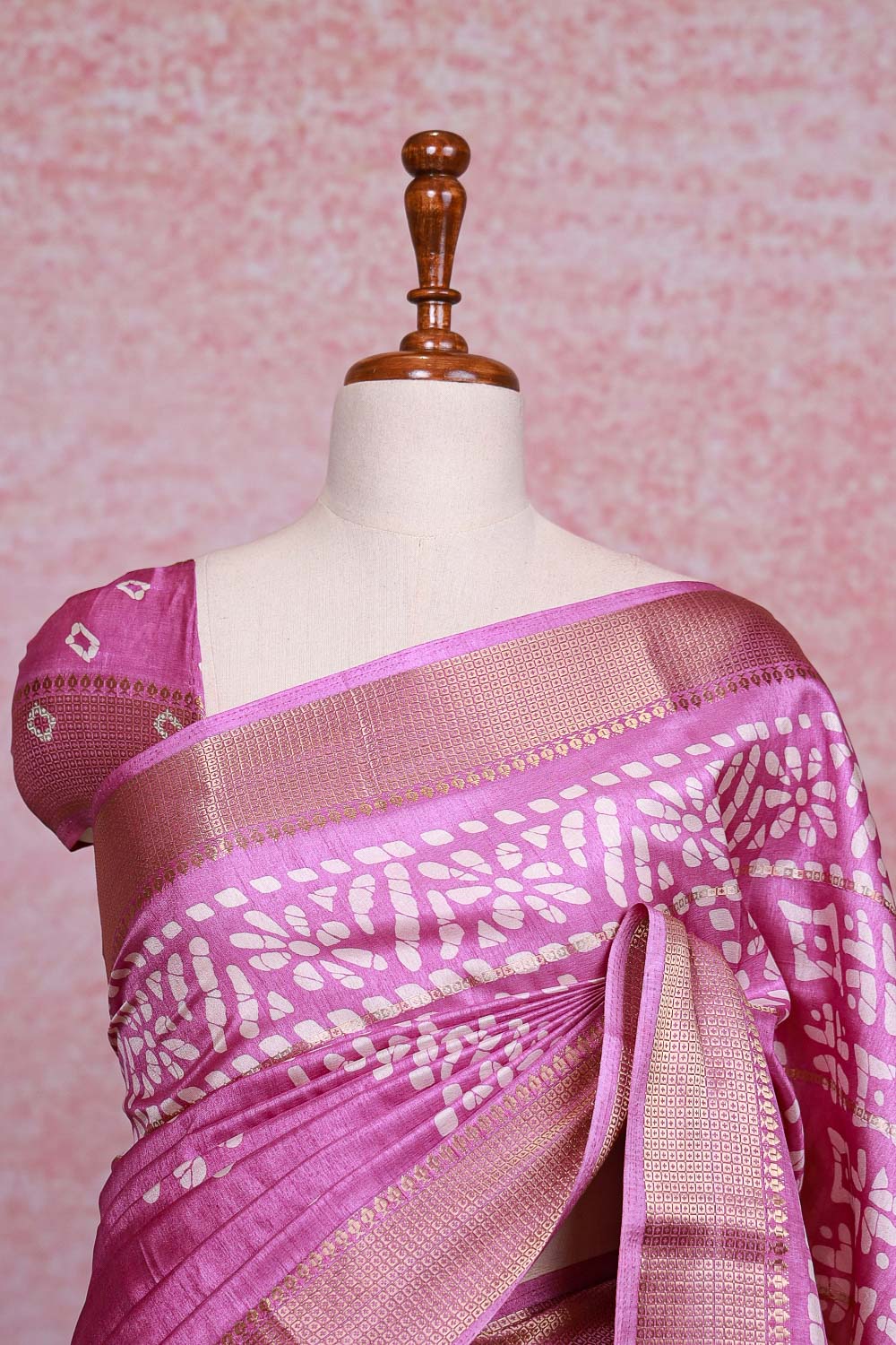 Onion Pink  Semi Chanderi Saree