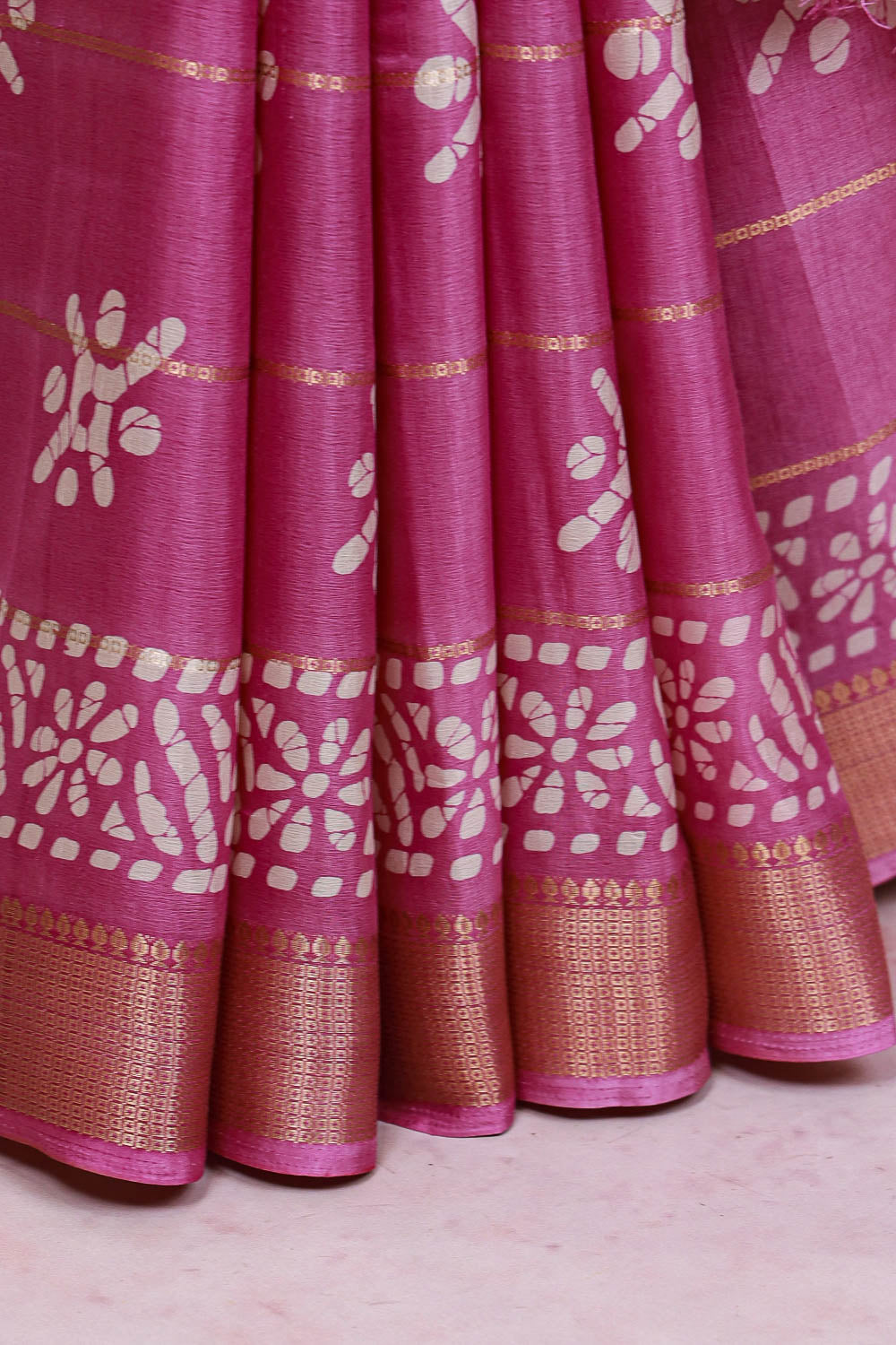 Onion Pink  Semi Chanderi Saree