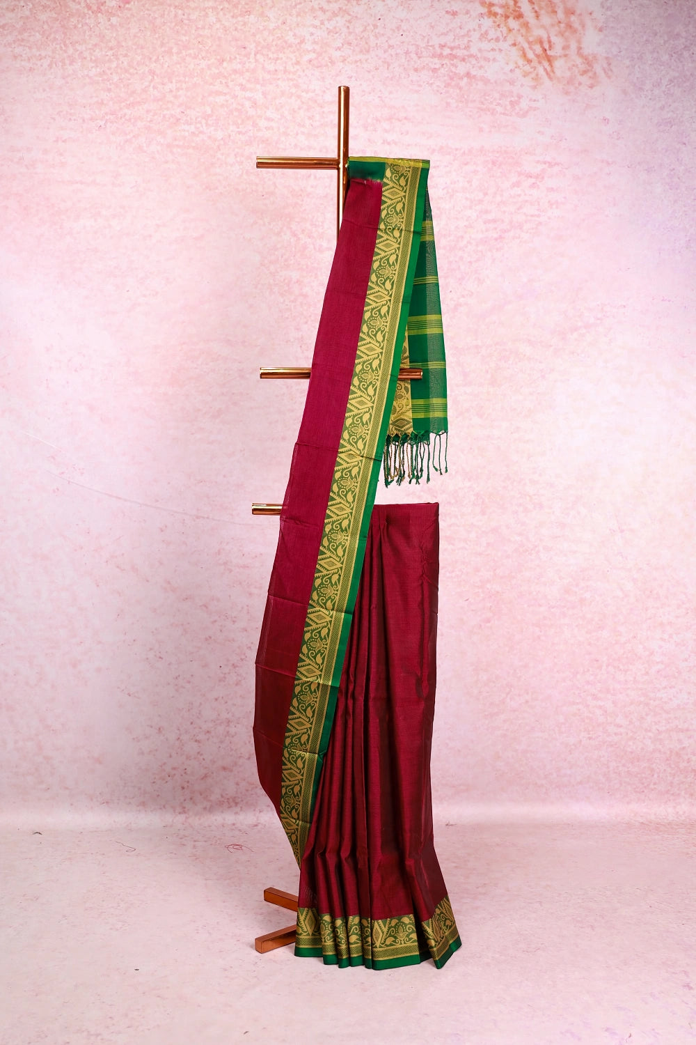 Dark Wine Cotton Saree