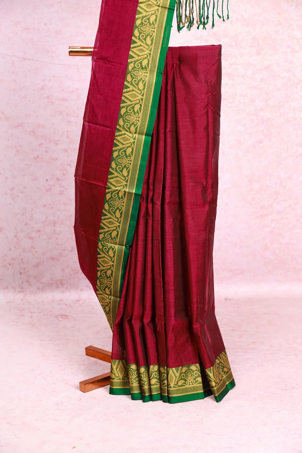 Dark Wine Cotton Saree