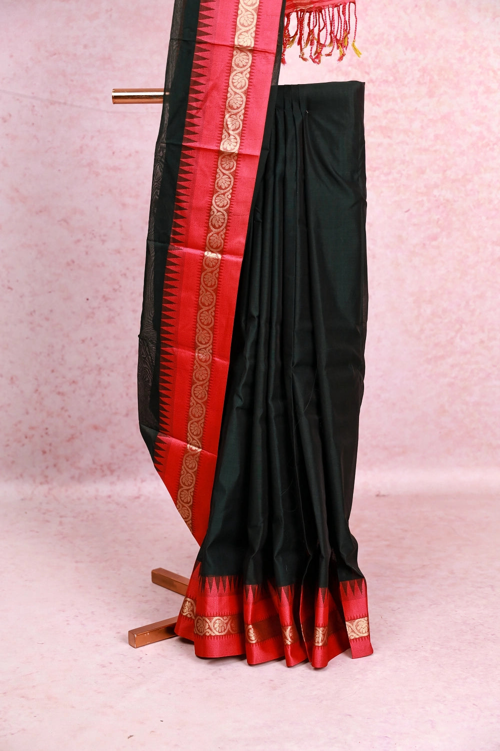 Bottle Green Cotton Saree
