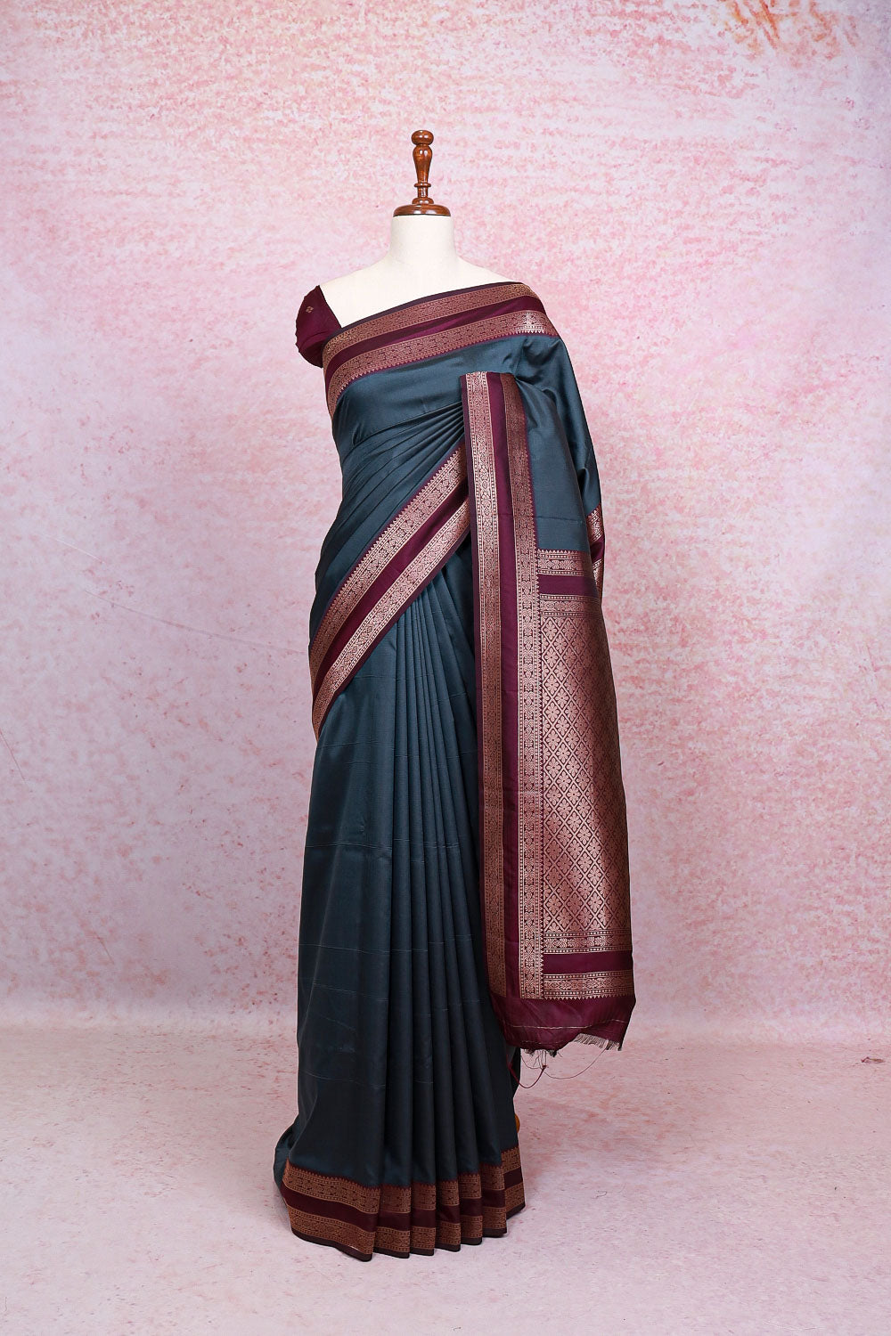 Ash Semi Silk Saree