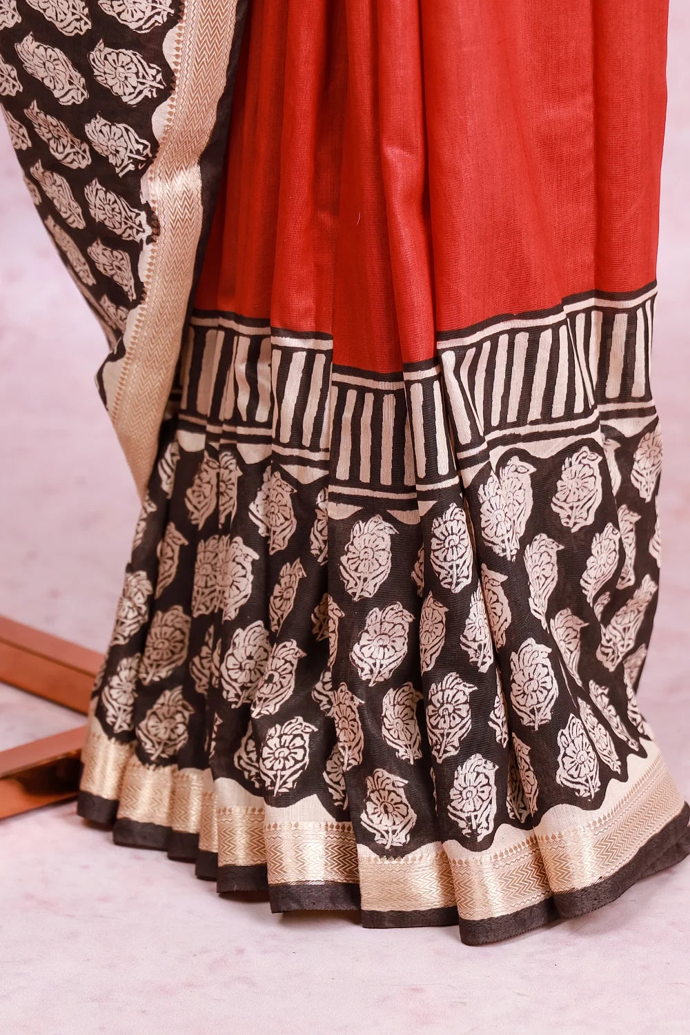 Rust Colour Semi Chanderi Saree