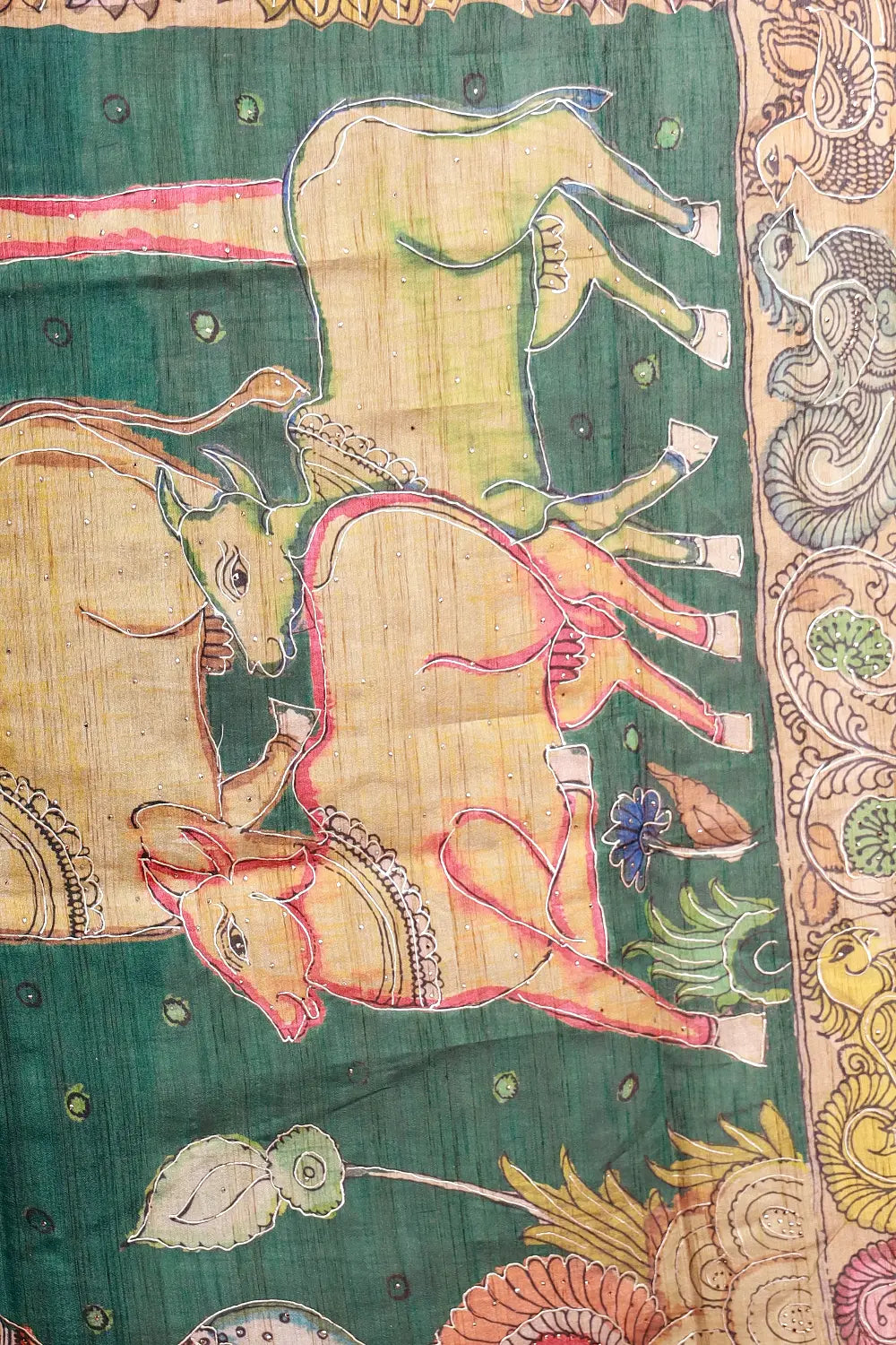 Bottle Green Semi Tussar Saree