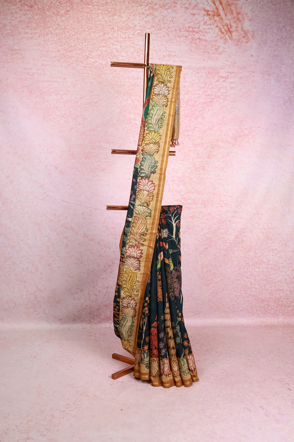 Bottle Green Semi Tussar Saree