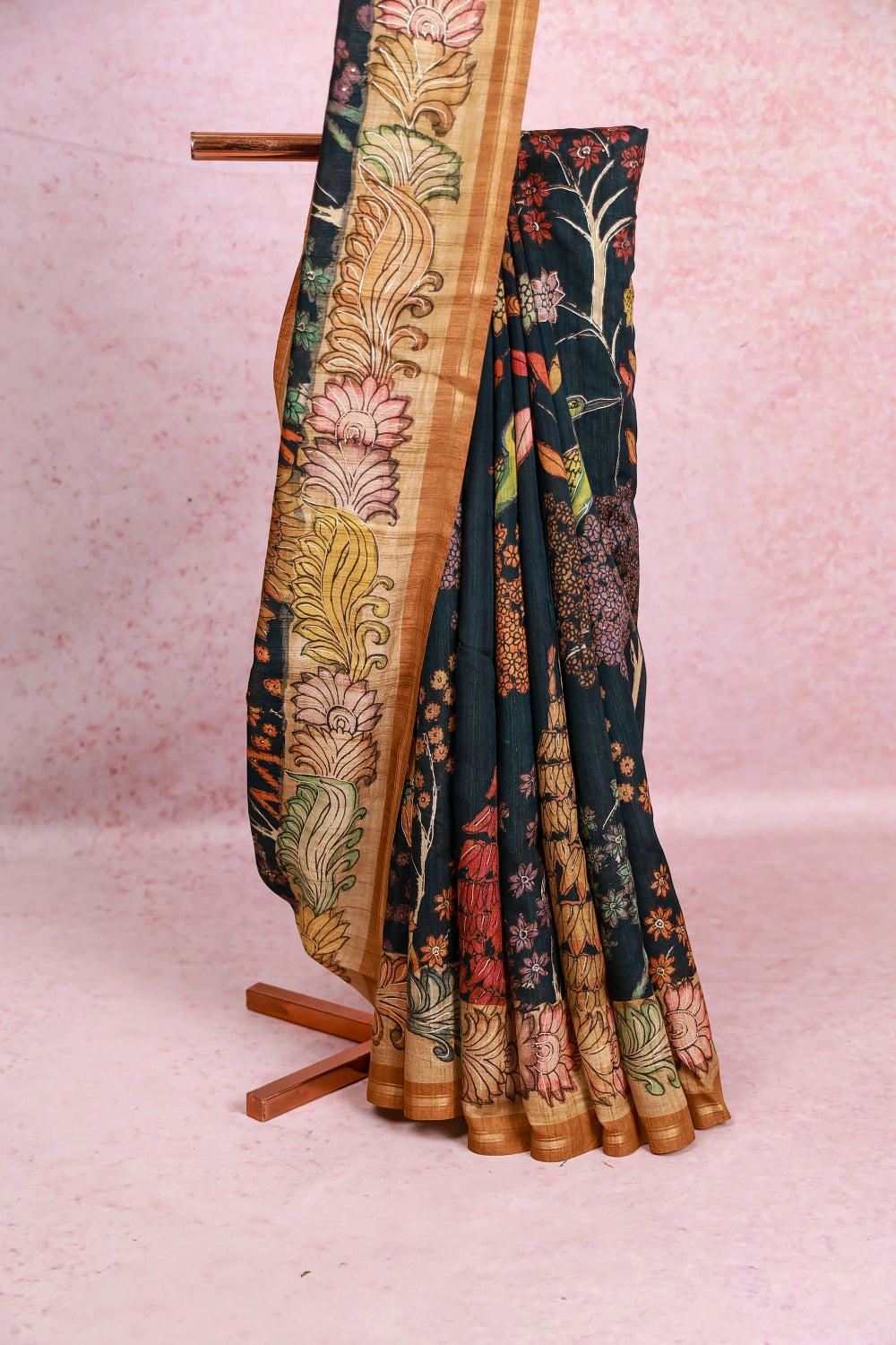 Bottle Green Semi Tussar Saree