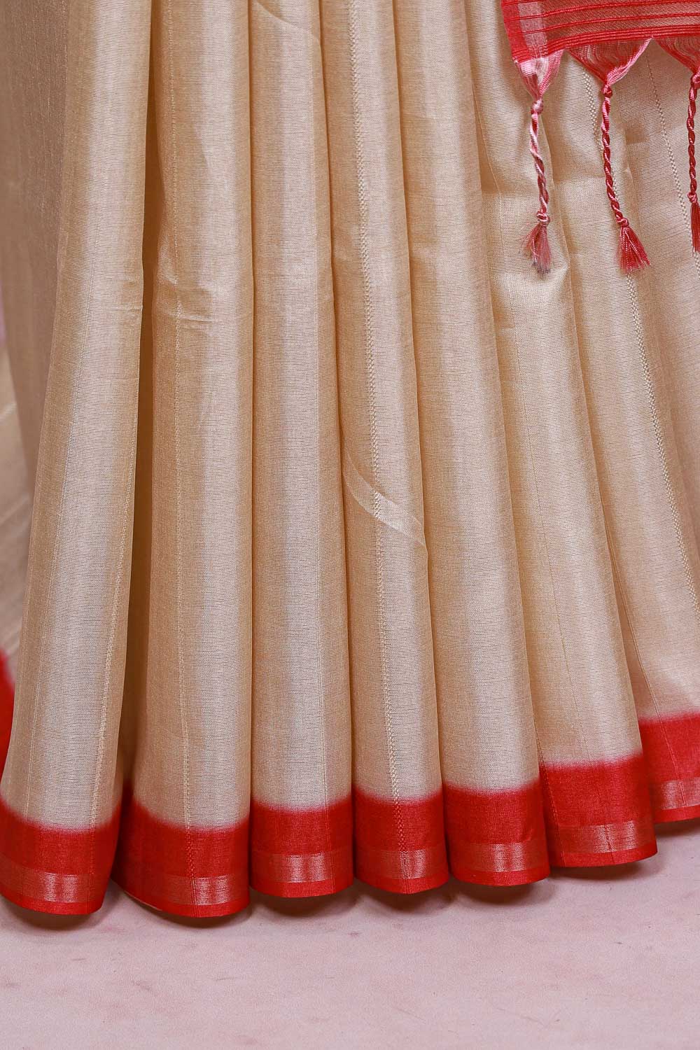 Cream Semi Jute Saree