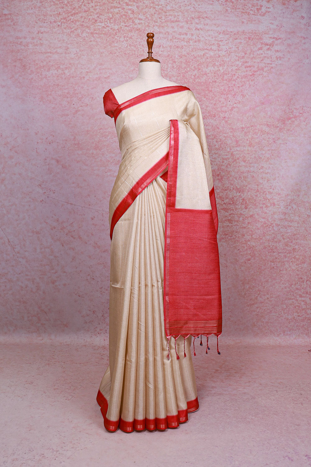 Cream Semi Jute Saree