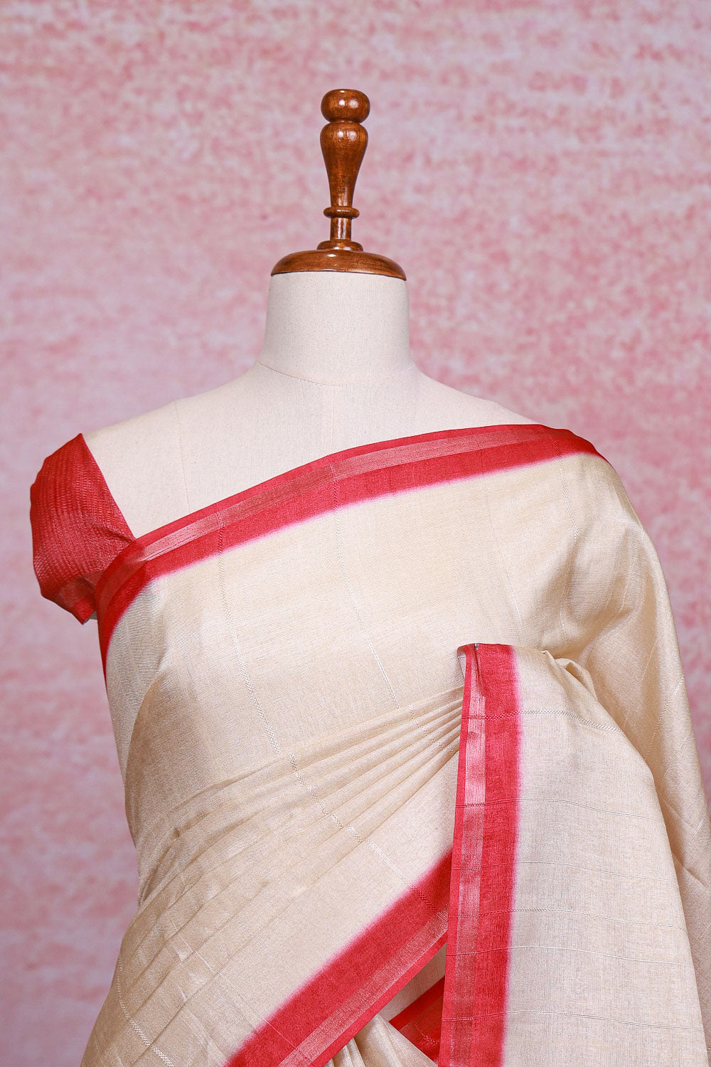 Cream Semi Jute Saree