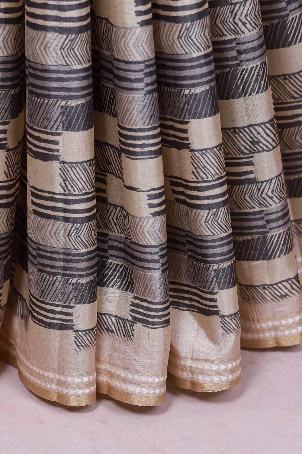 Cream Semi Tussar Saree