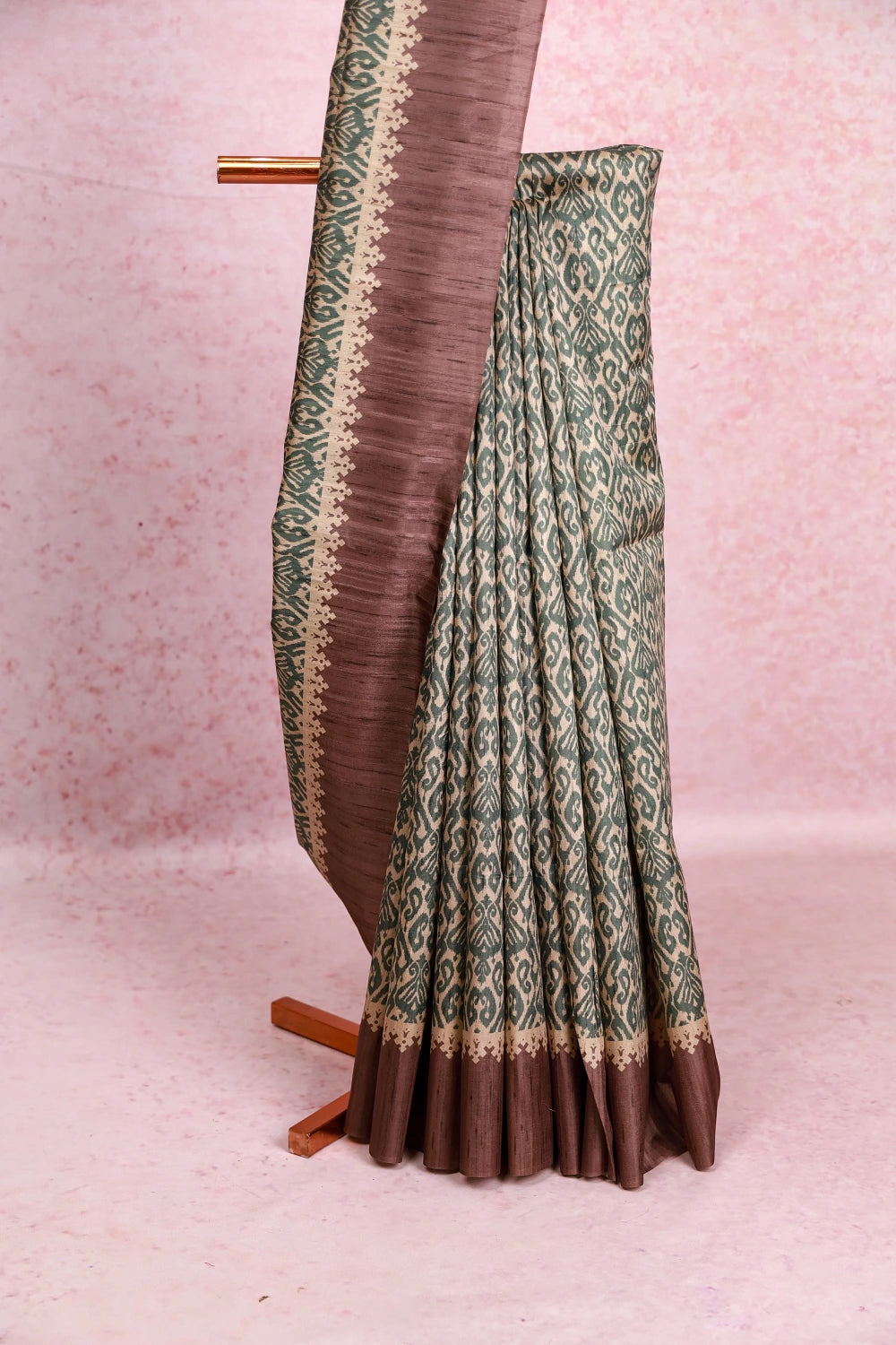 Sandal Tussar Jute Saree
