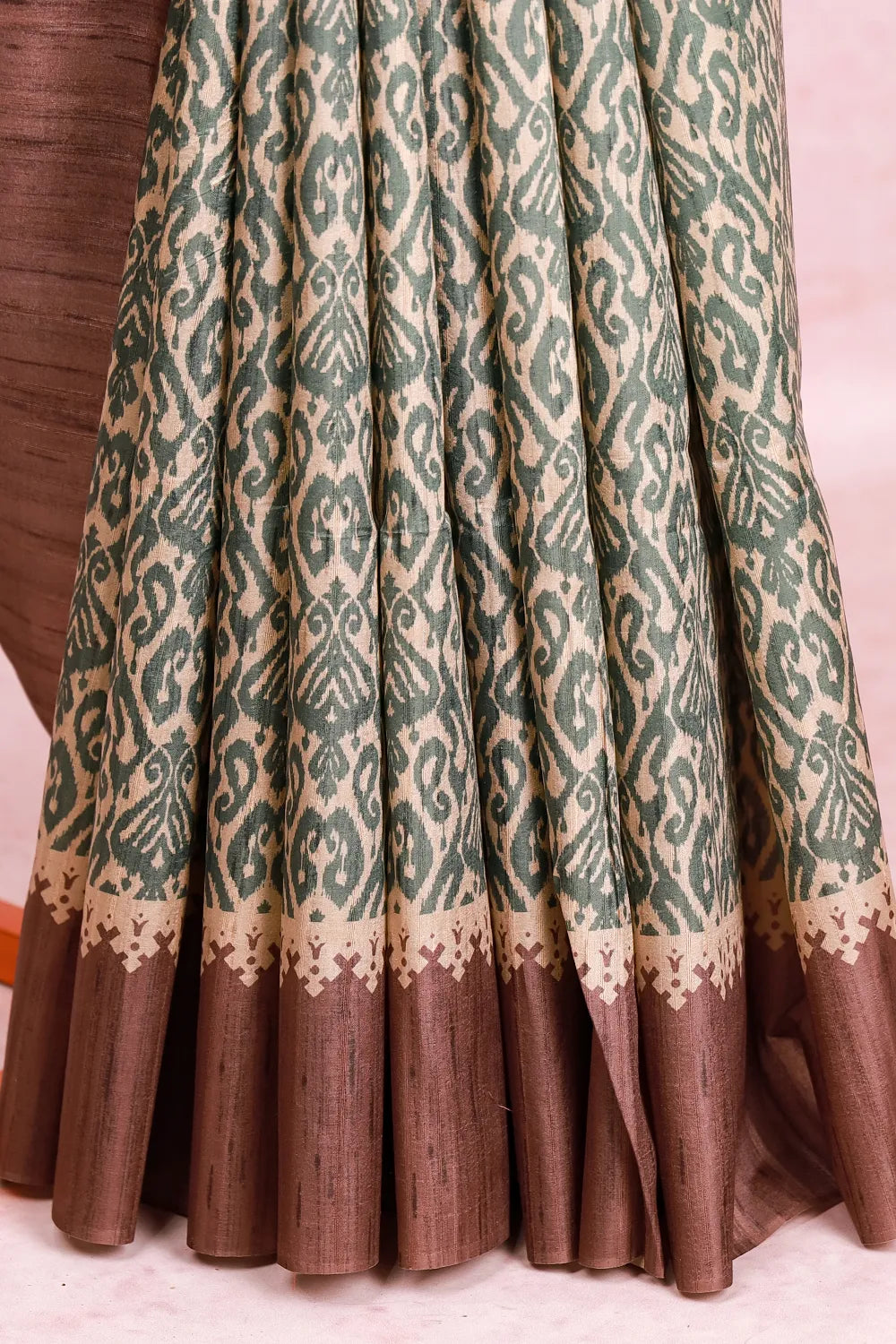 Sandal Tussar Jute Saree