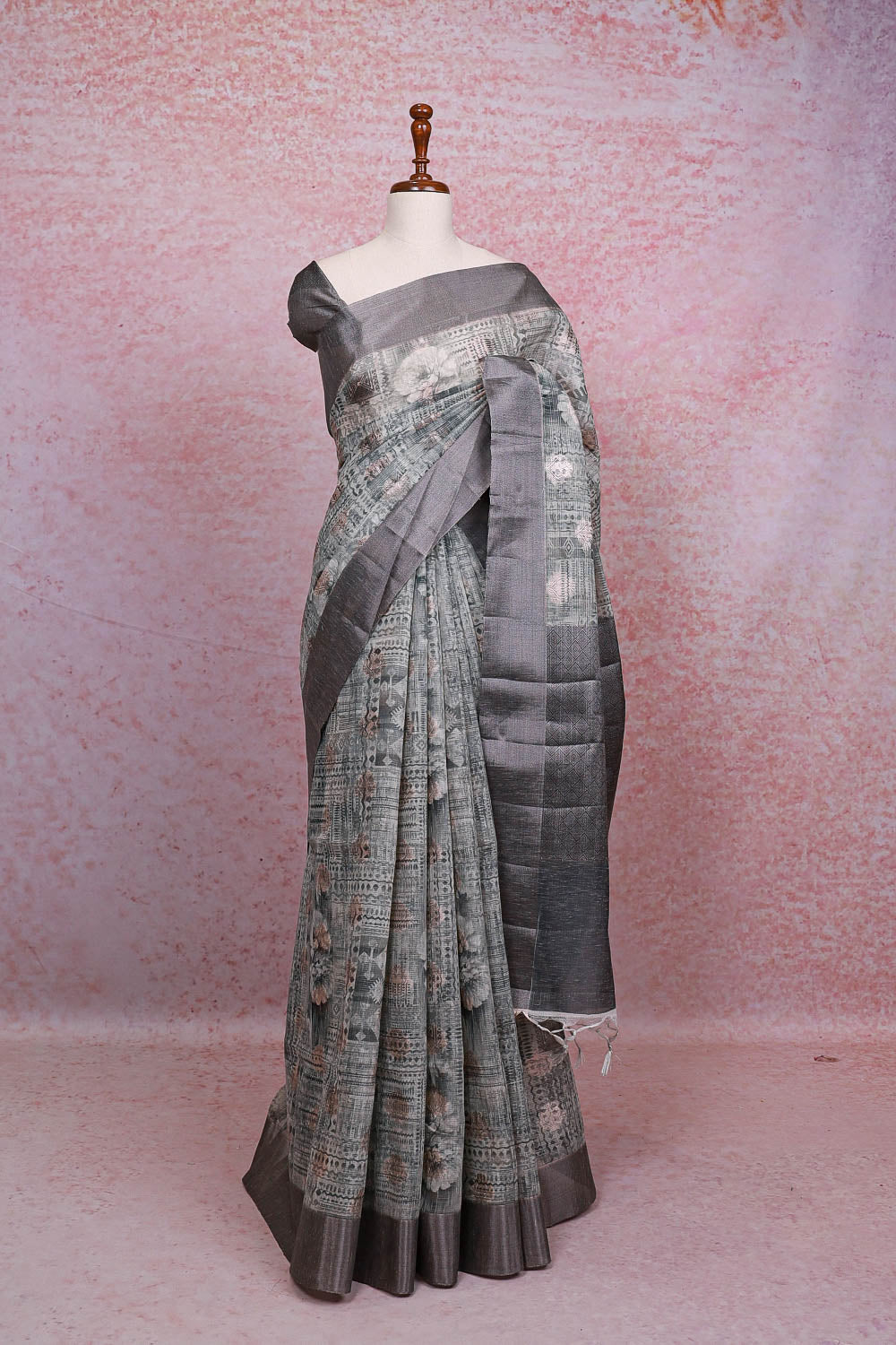 Ash Semi Tussar Saree