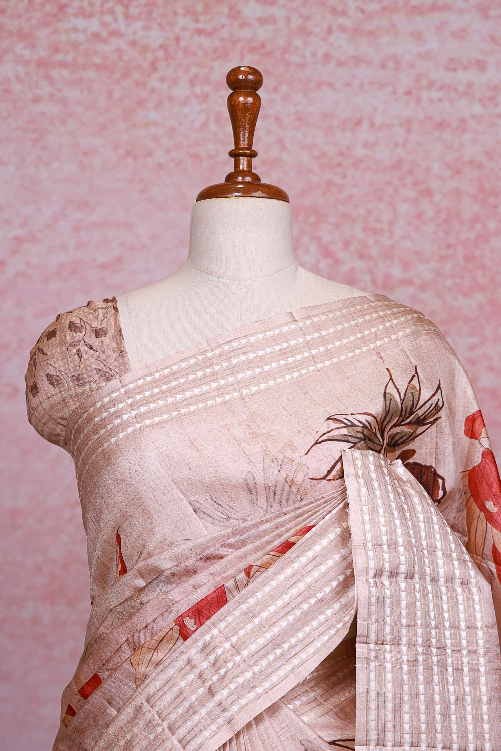 Cream Semi Jute Saree
