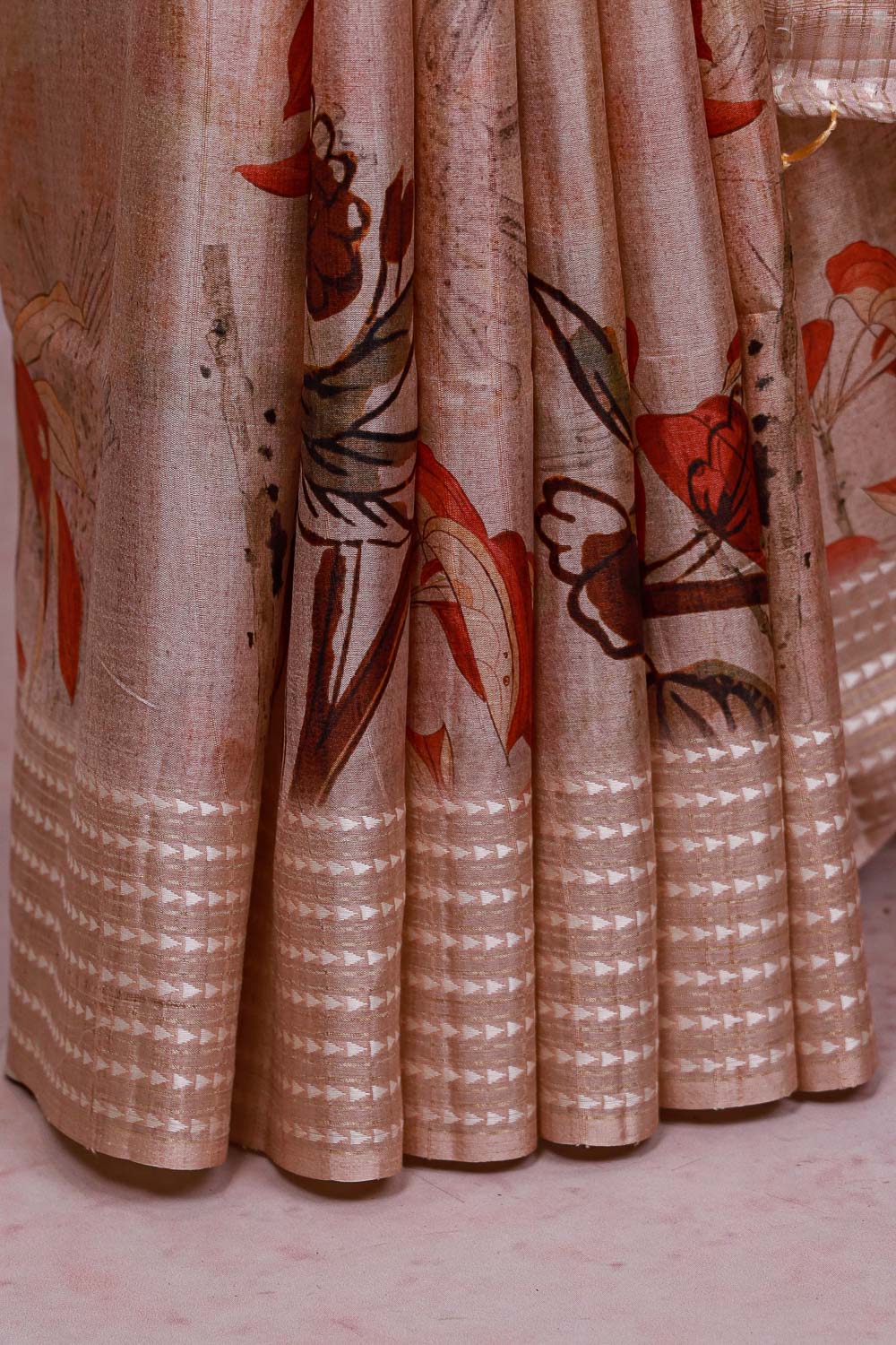 Cream Semi Jute Saree