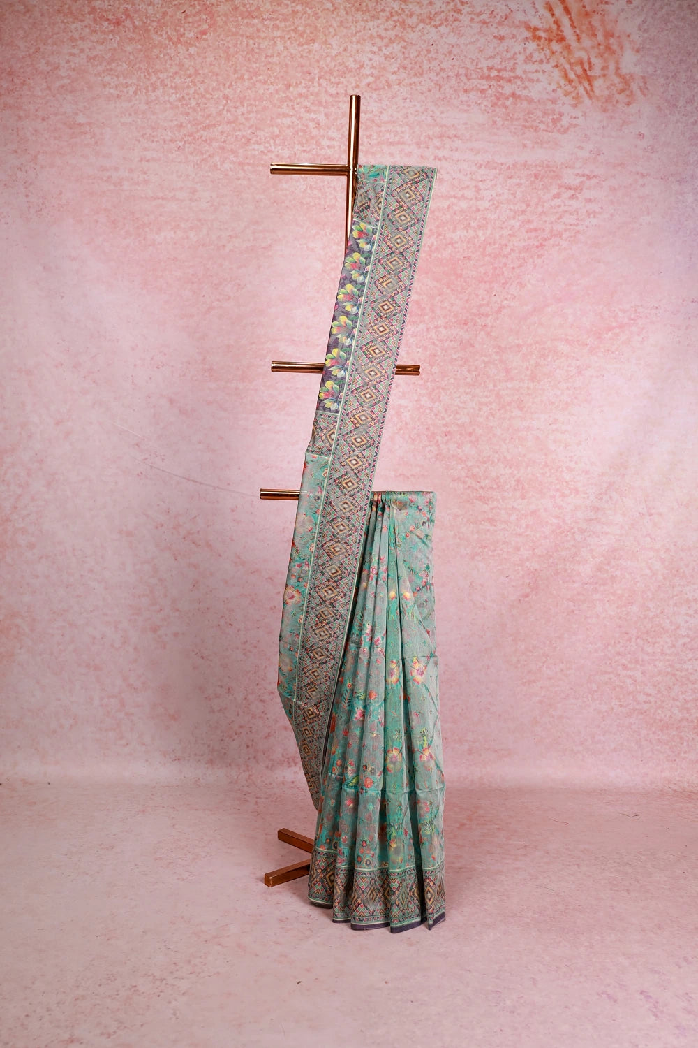 Mint Green Cotton Silk Saree