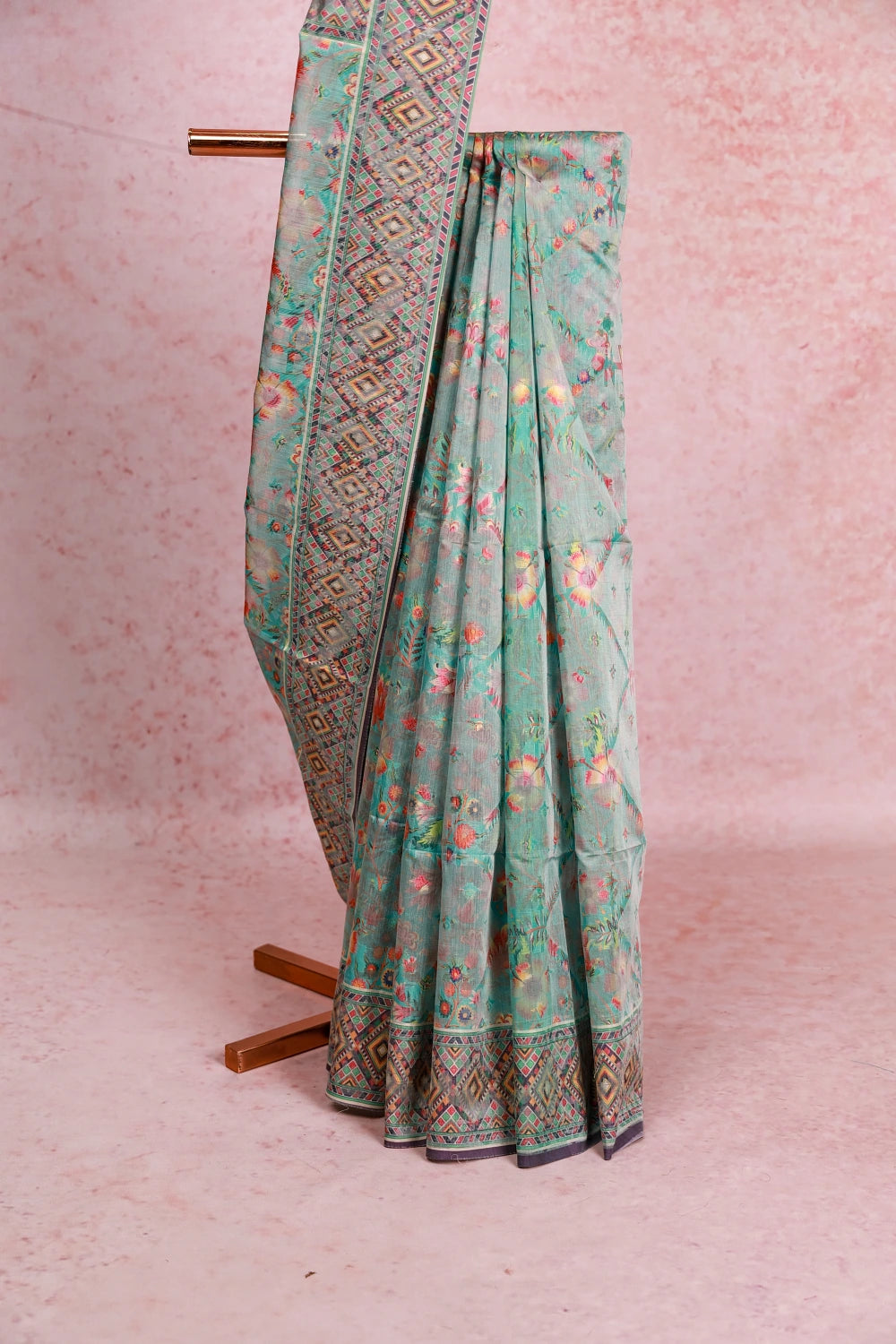 Mint Green Cotton Silk Saree