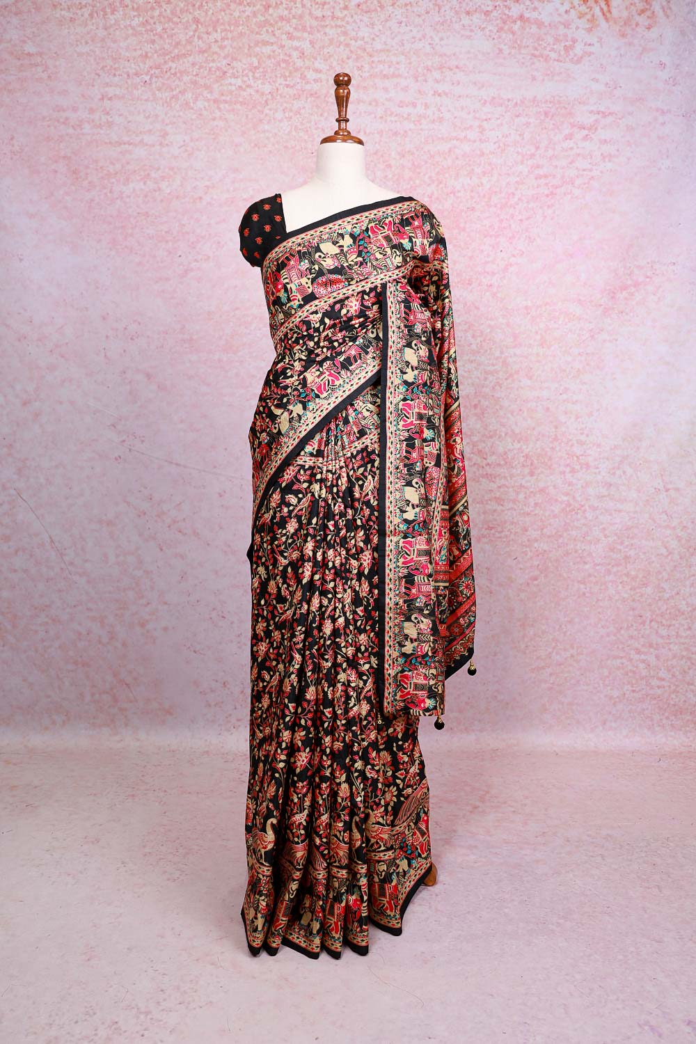 Black Semi Jute Saree