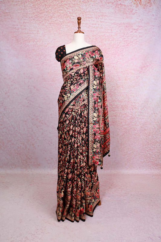 Black Semi Jute Saree