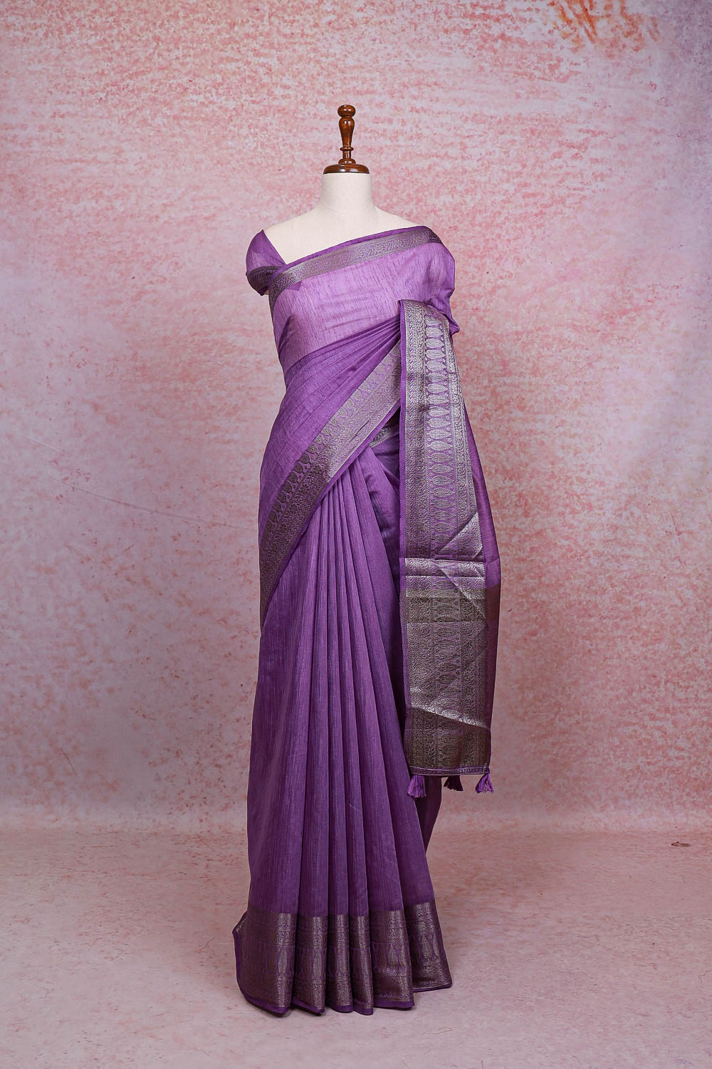 Lavender Semi Jute Saree - Seematti