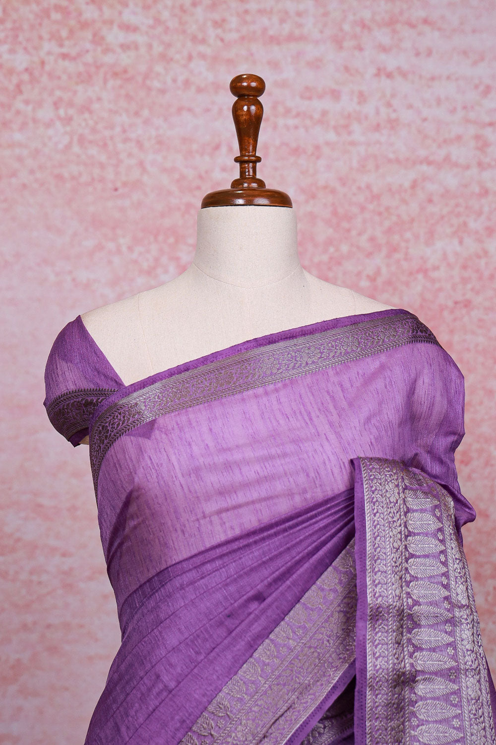 Lavender Semi Jute Saree - Seematti
