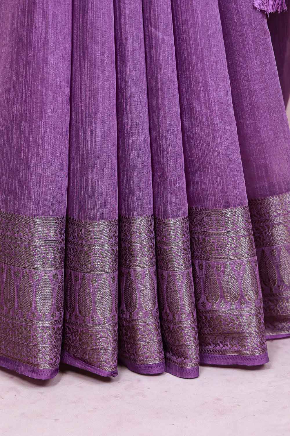 Lavender Semi Jute Saree - Seematti