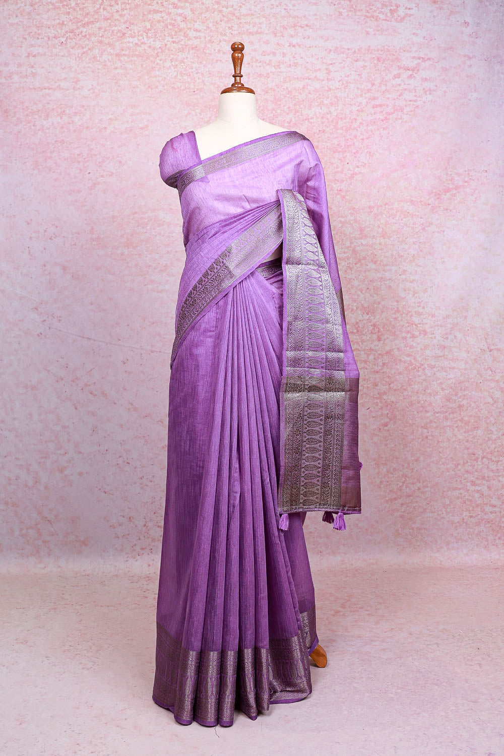 Lavender Semi Jute Saree