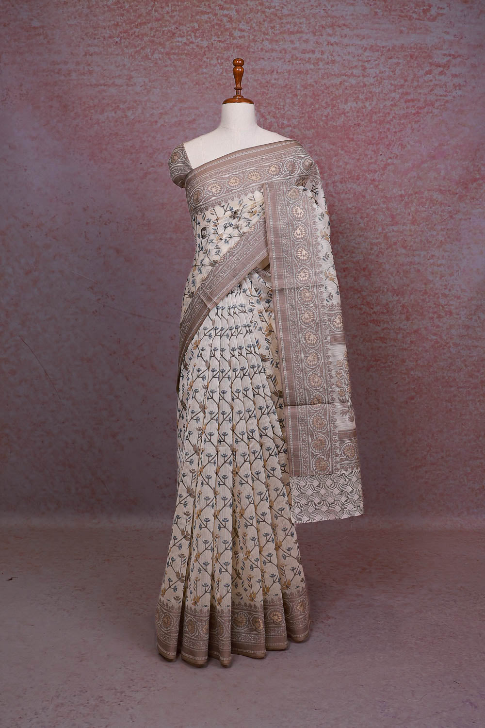 Cream Silky Kota Saree - Seematti