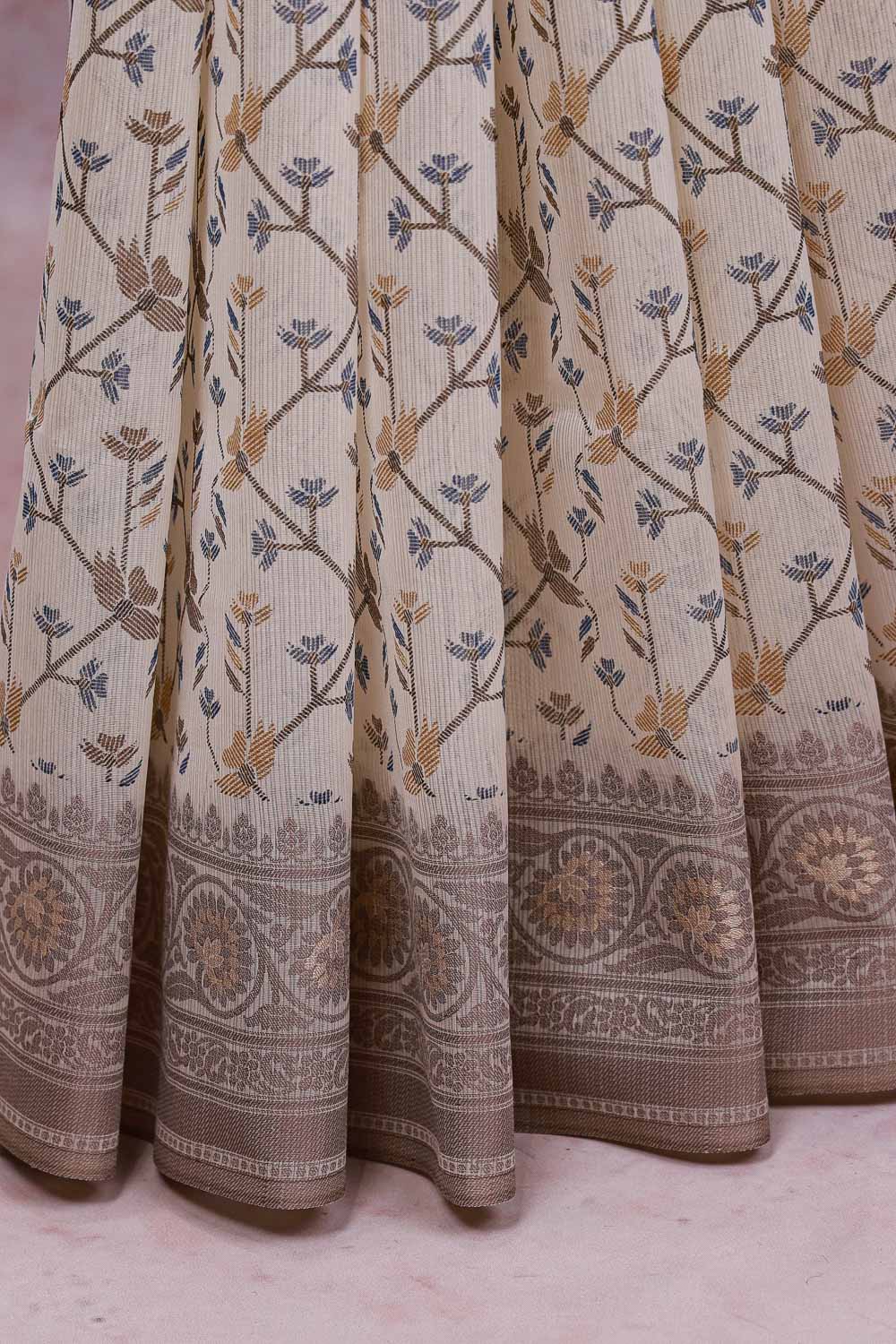 Cream Silky Kota Saree - Seematti