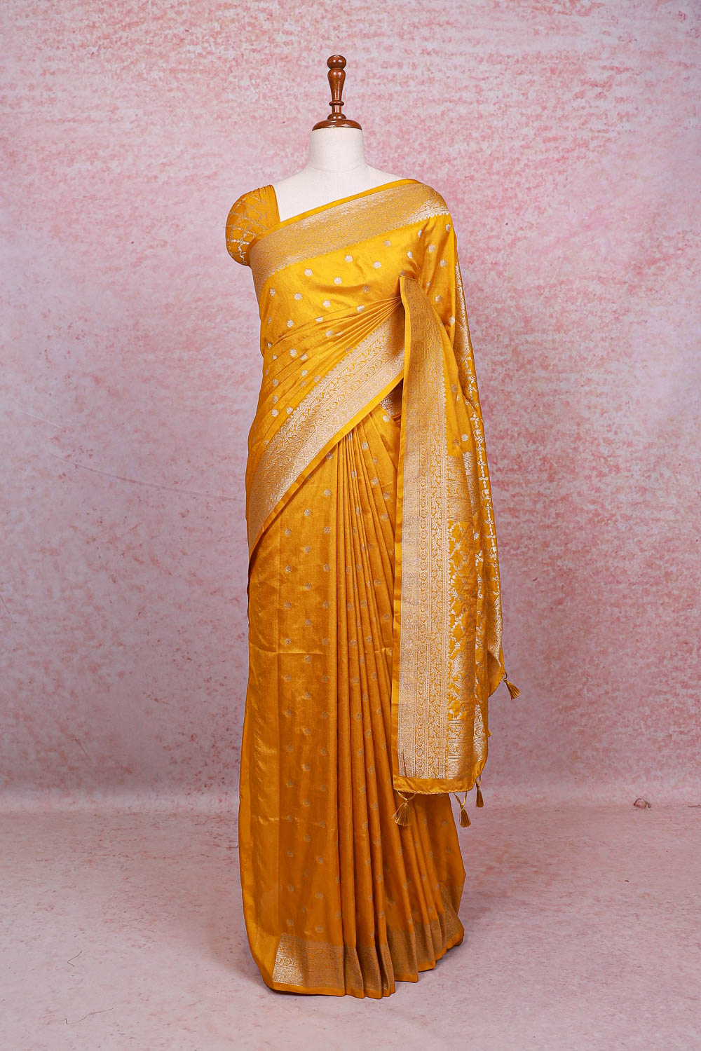 Mustard Yellow Semi Jute Saree - Seematti