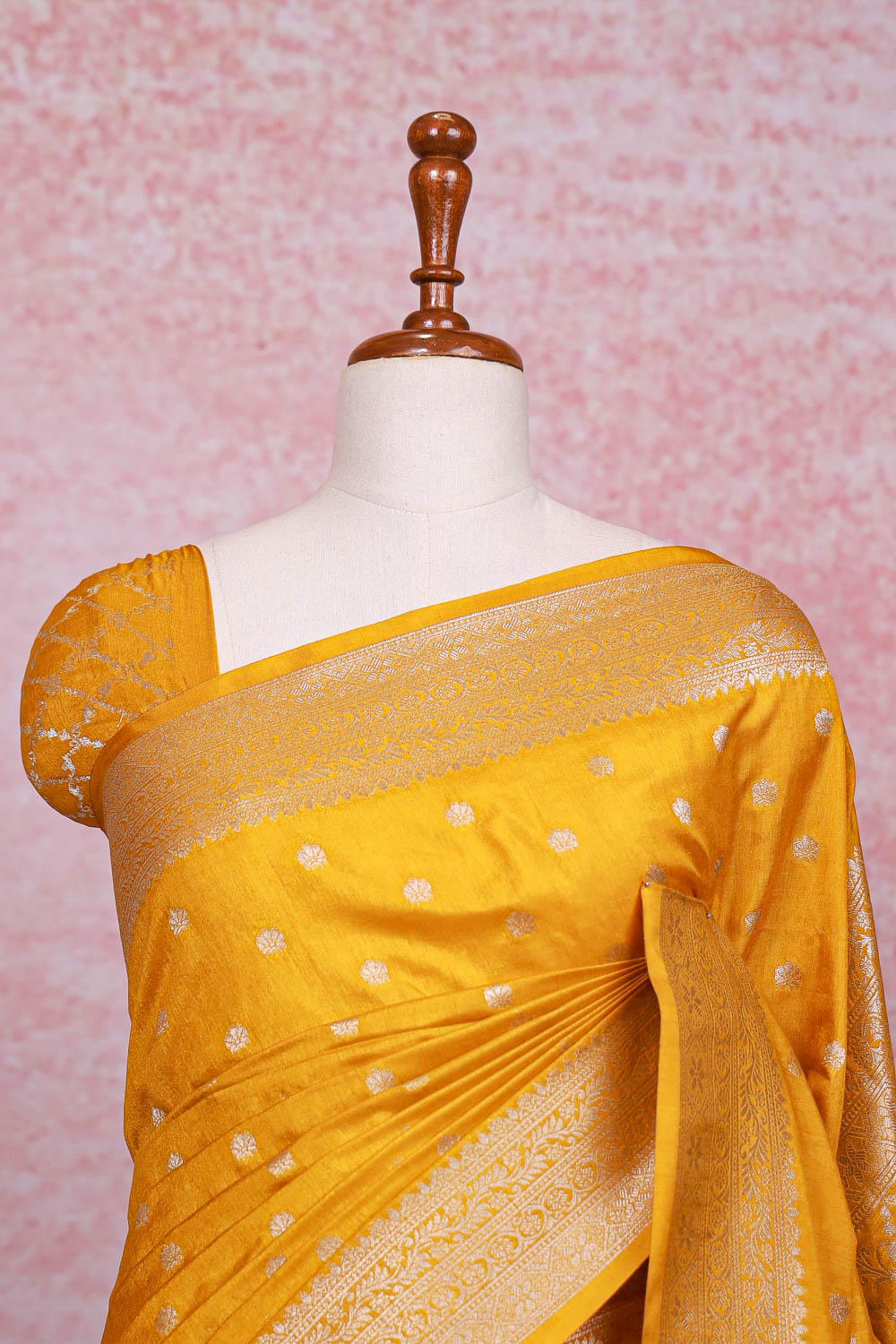 Mustard Yellow Semi Jute Saree - Seematti