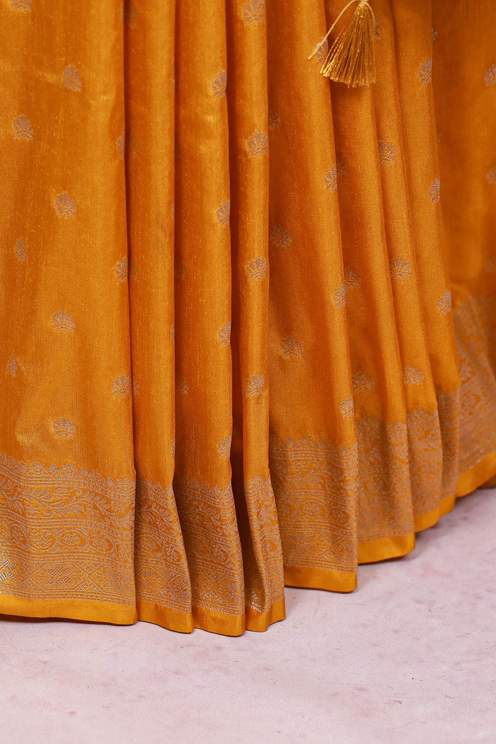Mustard Yellow Semi Jute Saree - Seematti