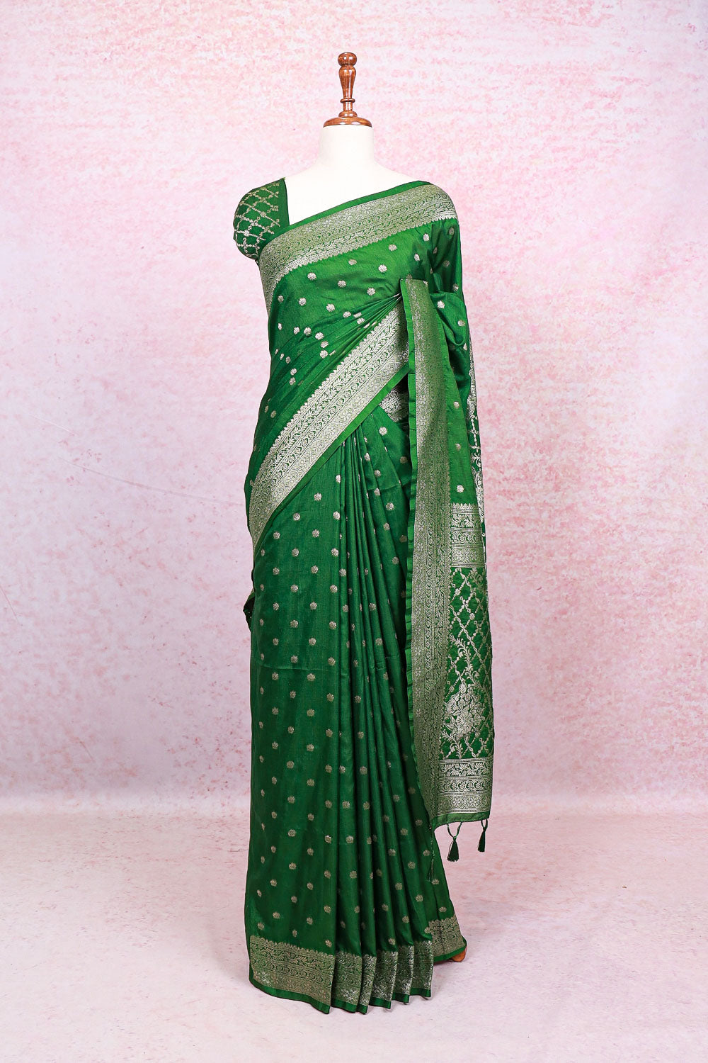 Green Semi Jute Saree - Seematti