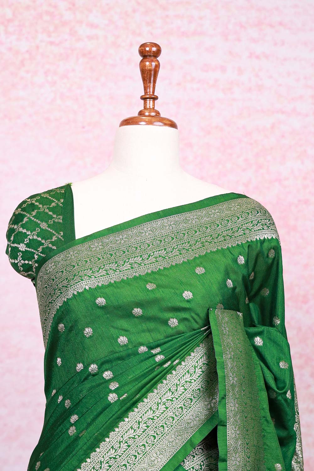 Green Semi Jute Saree - Seematti