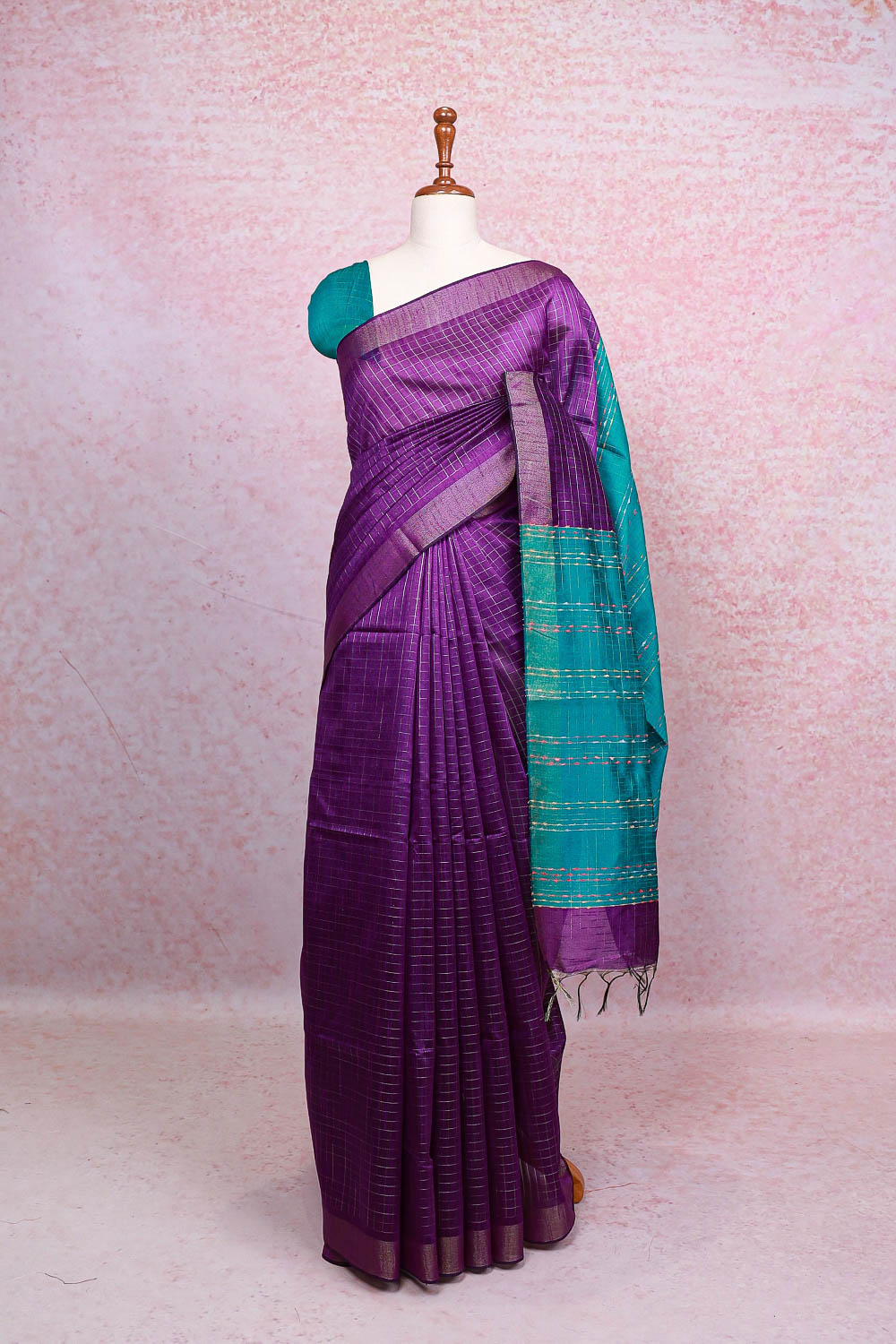 Violet Semi Jute Saree