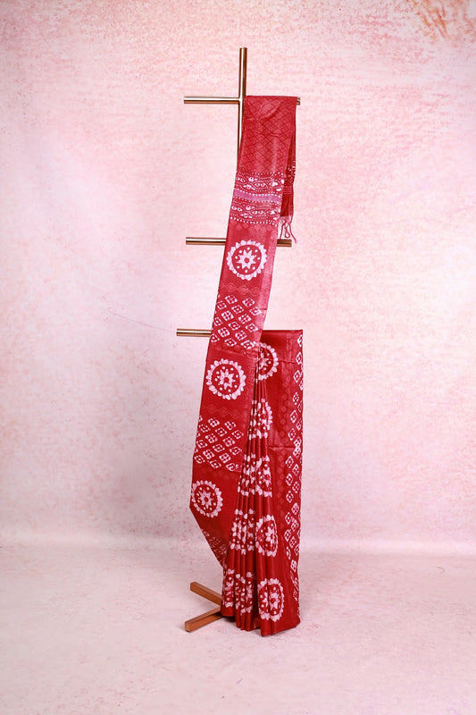 Maroonish Red Semi Tussar Saree