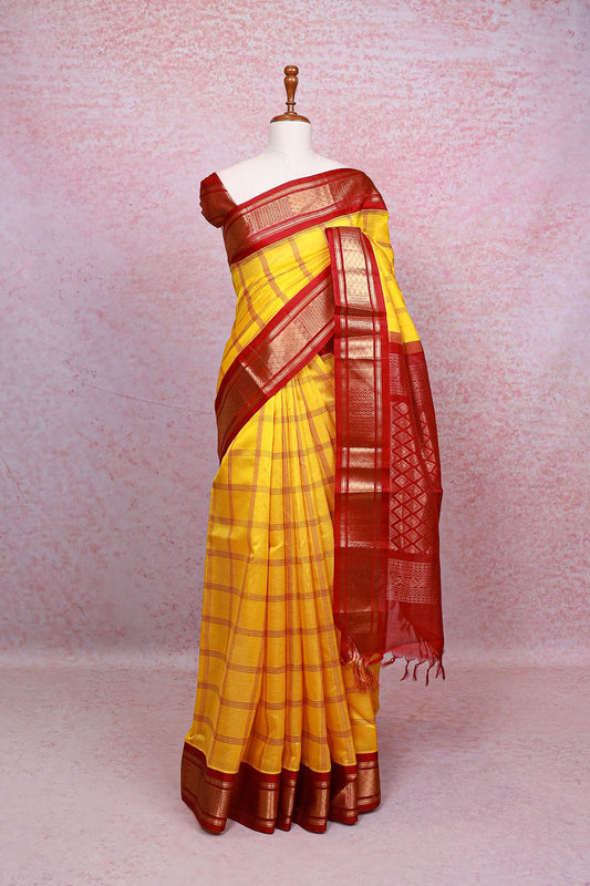 Yellow Silk Cotton Saree - Seematti