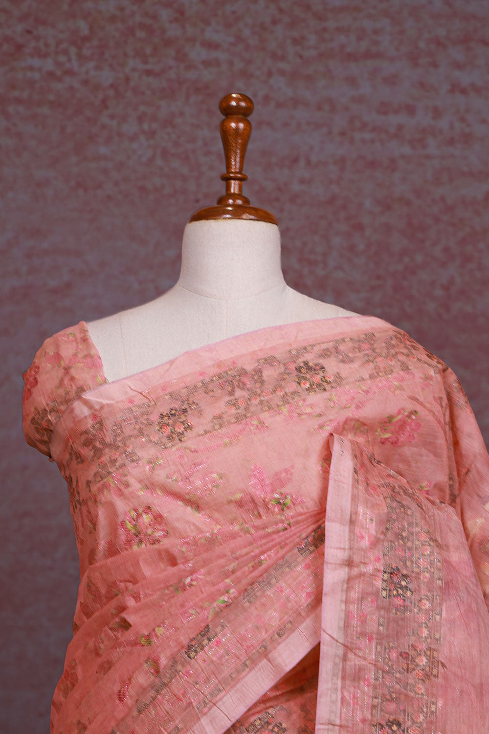 Peach Cotton Saree