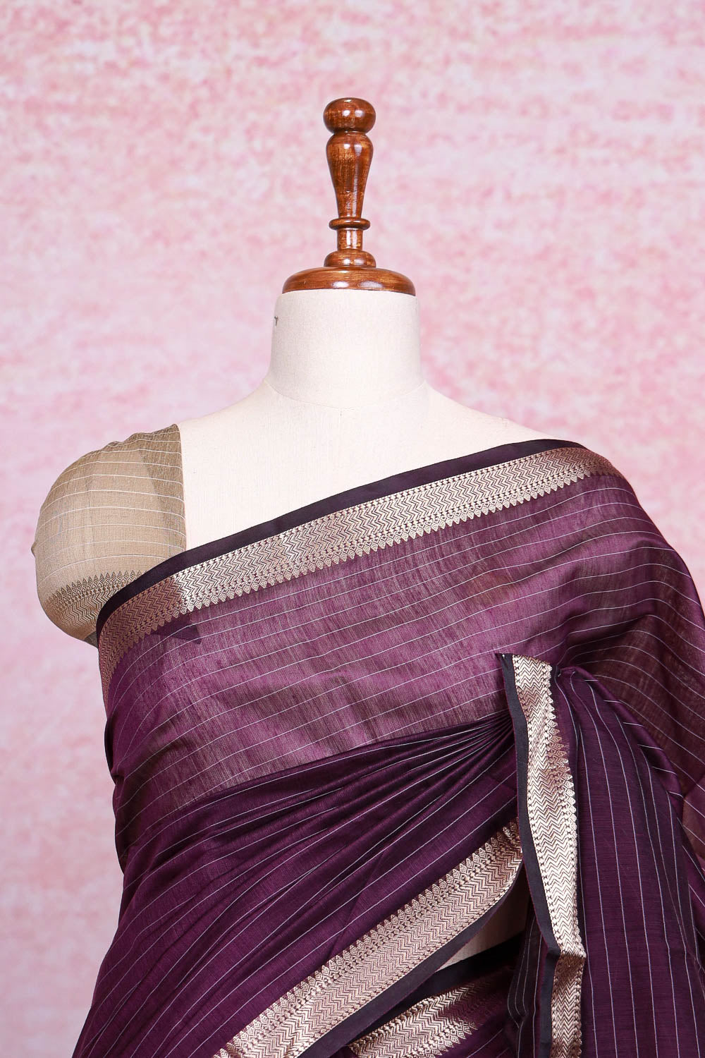 Wine Cotton Silk Saree - Seematti