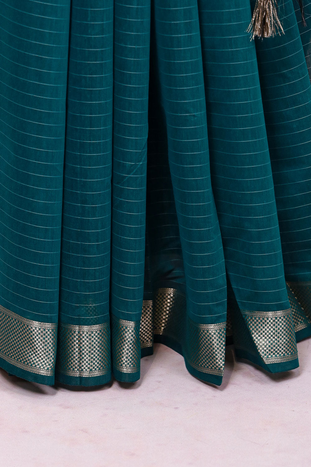 Green Cotton Silk Saree - Seematti