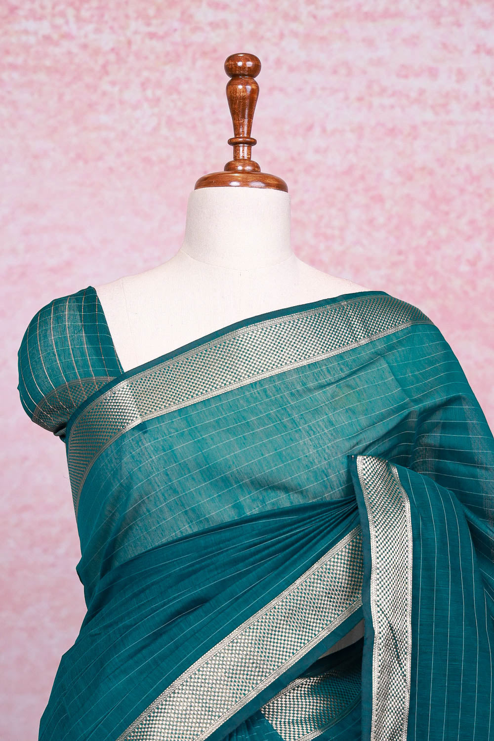 Green Cotton Silk Saree - Seematti