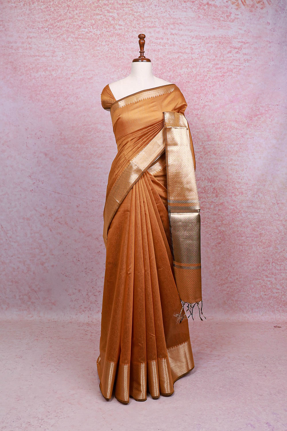Mustard Yellow Cotton Silk Saree - Seematti