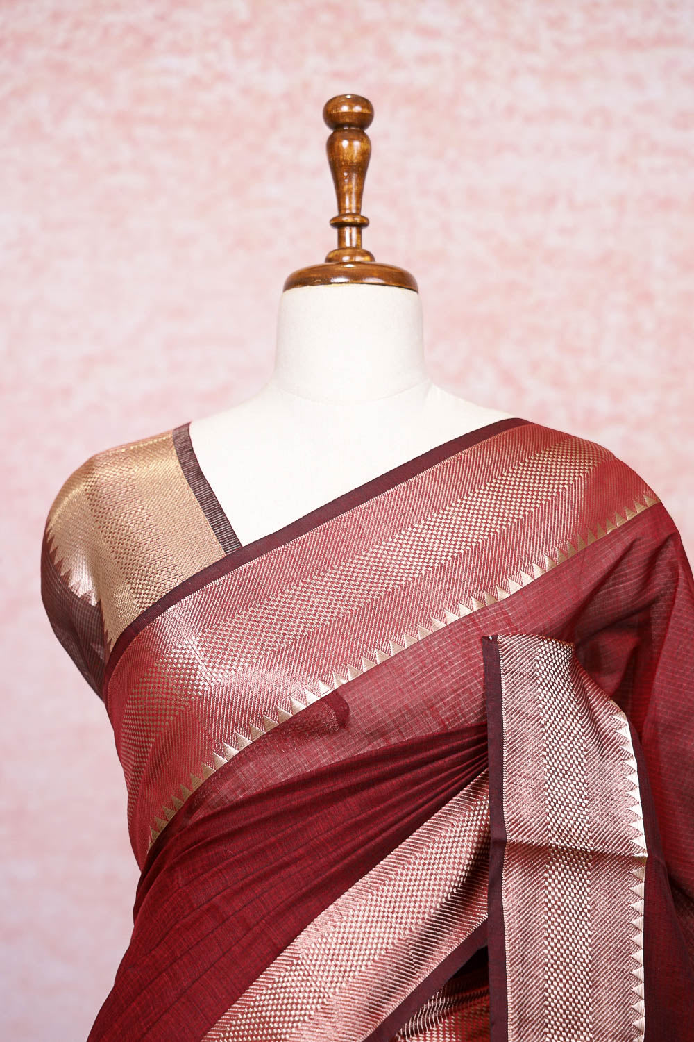 Maroon Cotton Silk Saree