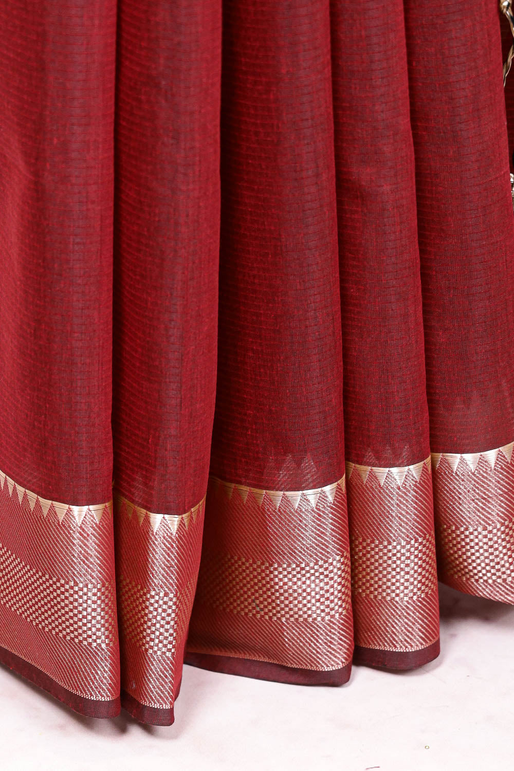 Maroon Cotton Silk Saree